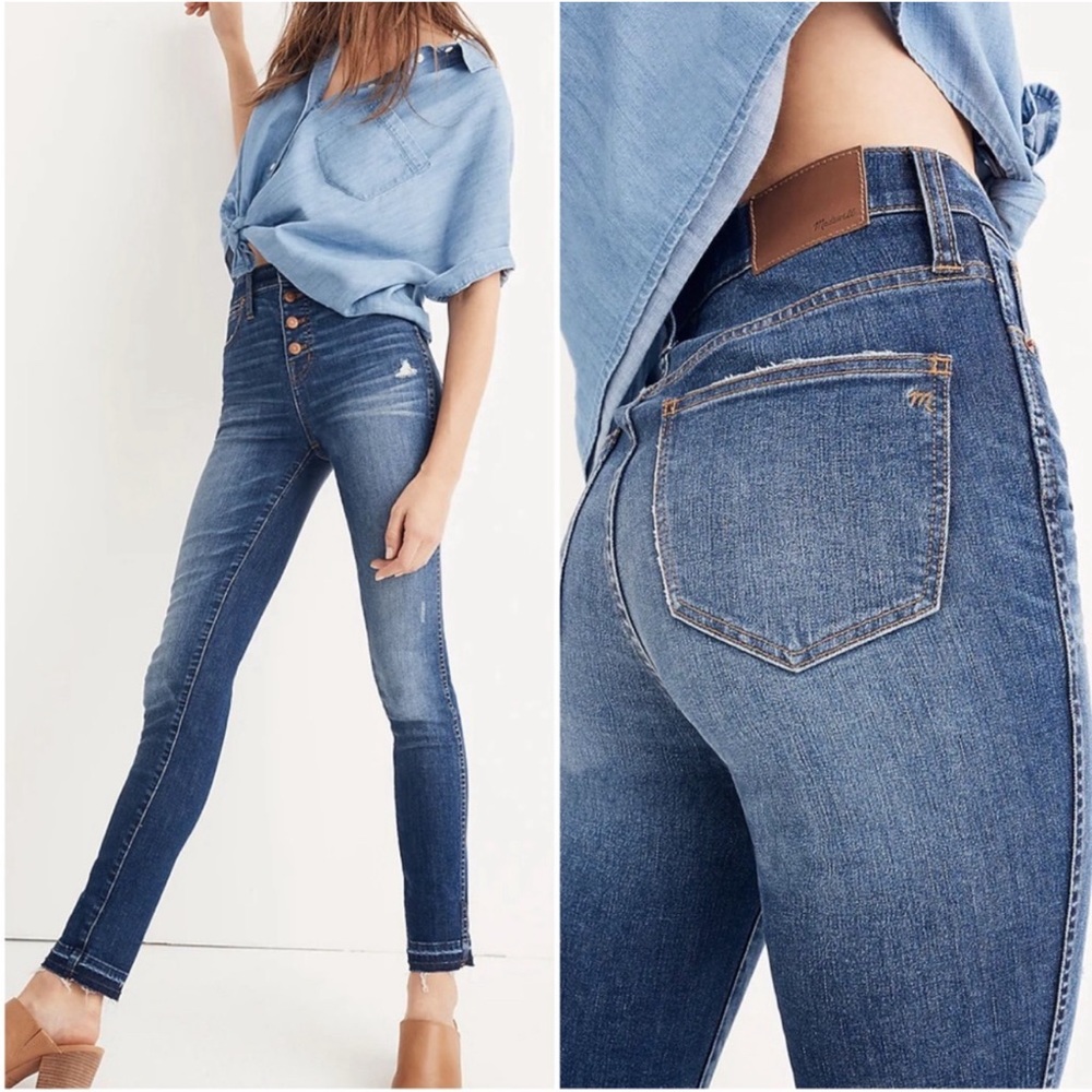 Madewell High-Rise Skinny Jeans: Drop-Hem Edition Women's Size 25 Dark wash
